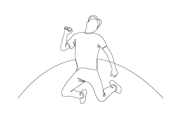 hombre feliz volando saltando