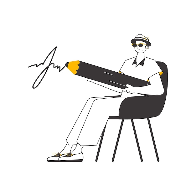 El hombre firma Lineart estilo minimalista Ilustración vectorial aislada