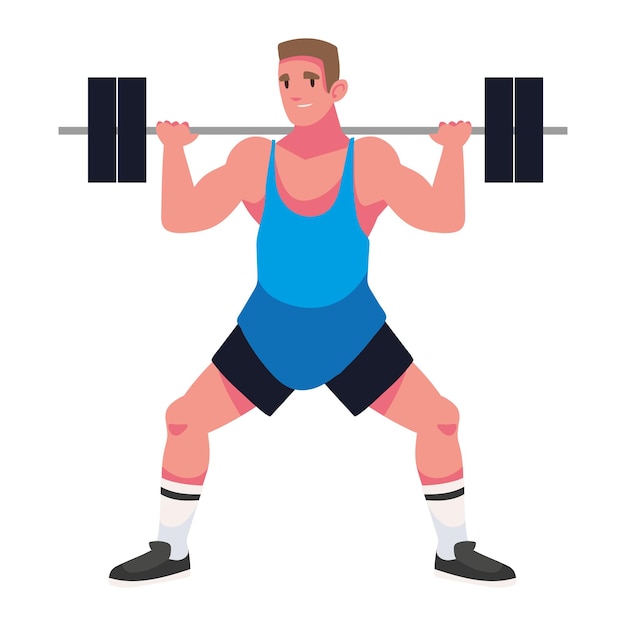 Hombre de fitness con ilustración de barra