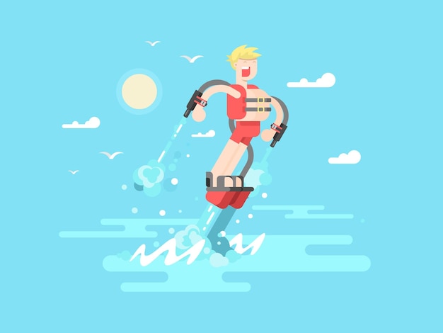 Vector hombre con flyboard