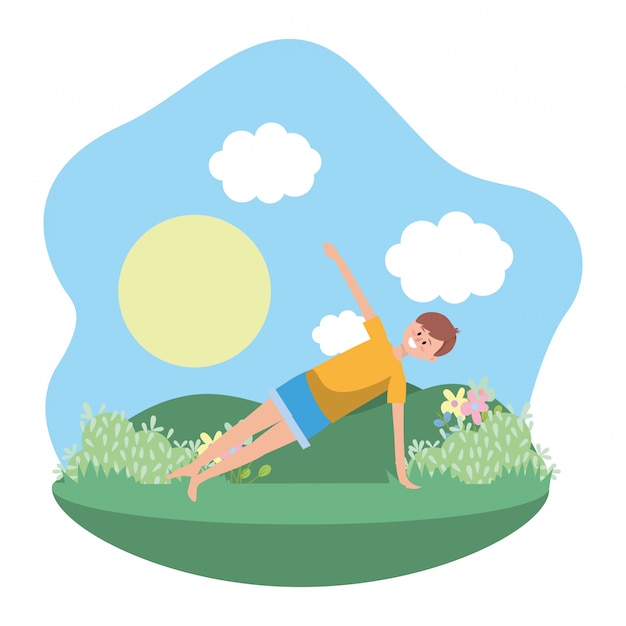 Hombre en forma practicando yoga