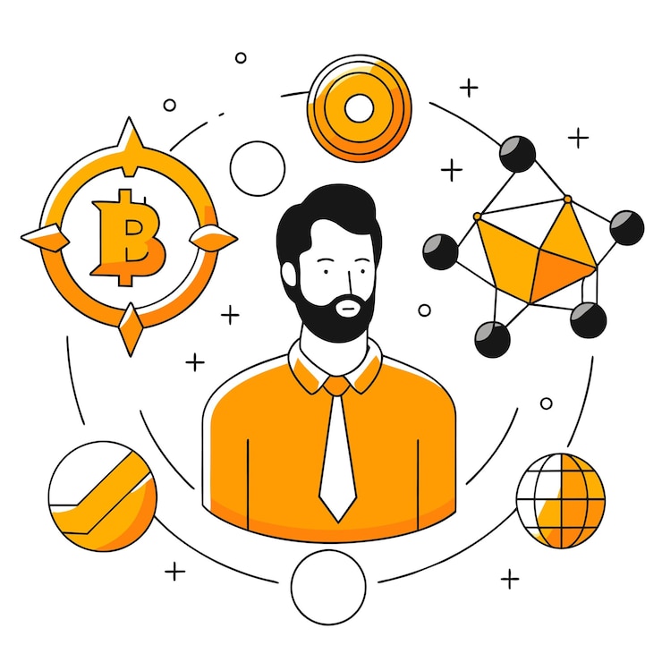 Vector un hombre con formas ilustración de negocios