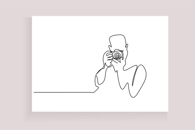 hombre fotógrafo enfoque cámara retrato línea arte