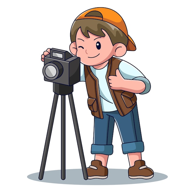 Hombre Fotógrafo Profesión Trabajo Ilustración vectorial