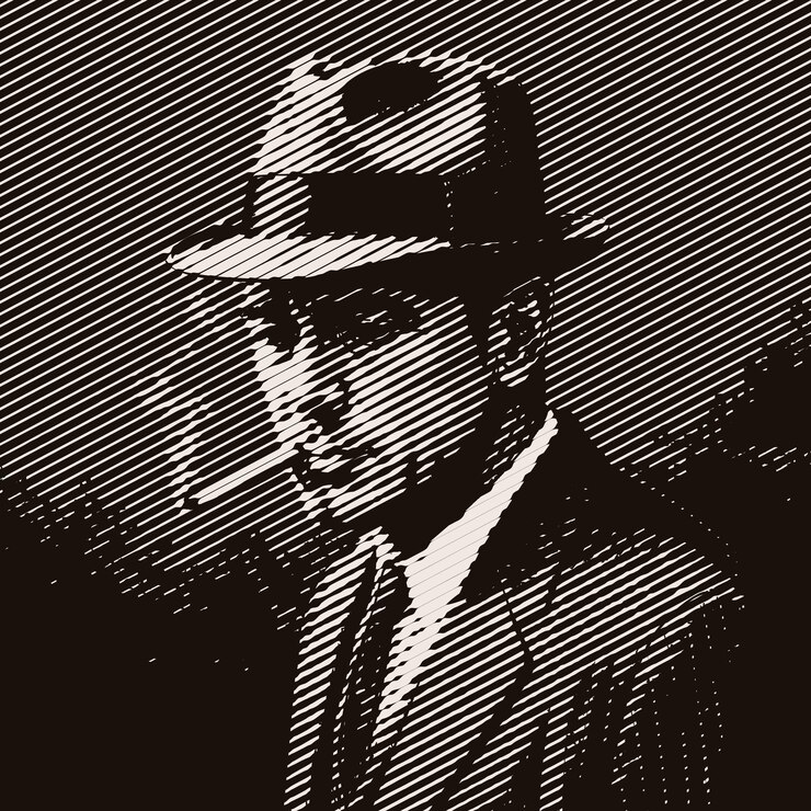 Vector hombre fumador con un traje de estilo grabado en madera vintage