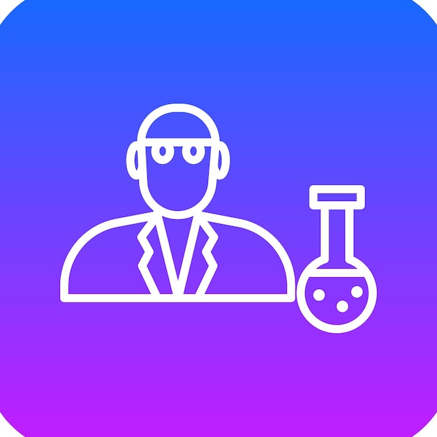 un hombre con gafas está en una bata de laboratorio y tiene un fondo azul y rosa