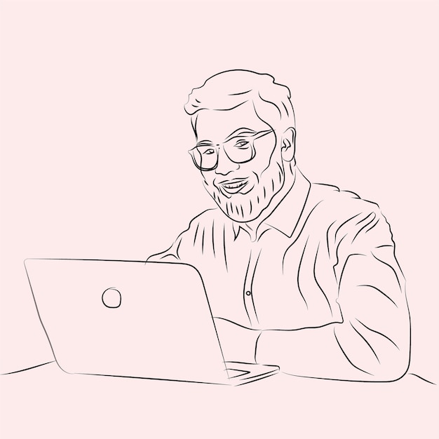 un hombre con gafas está trabajando en una computadora portátil