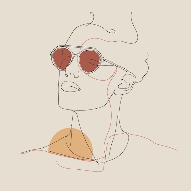 Vector hombre con gafas de sol minimalista dibujado a mano