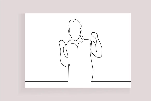 hombre ganar ganador feliz alegría pie línea arte