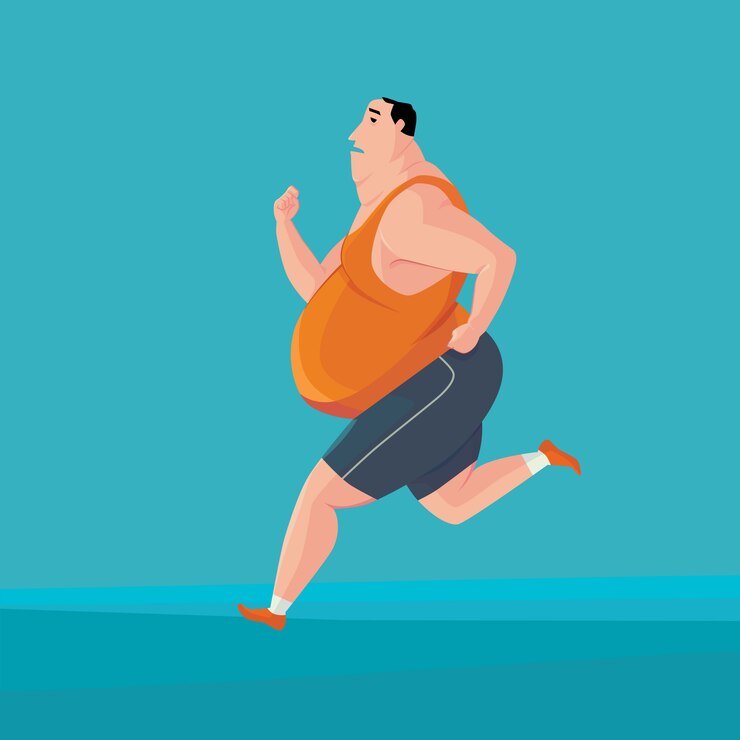 Vector hombre gordo trotar
