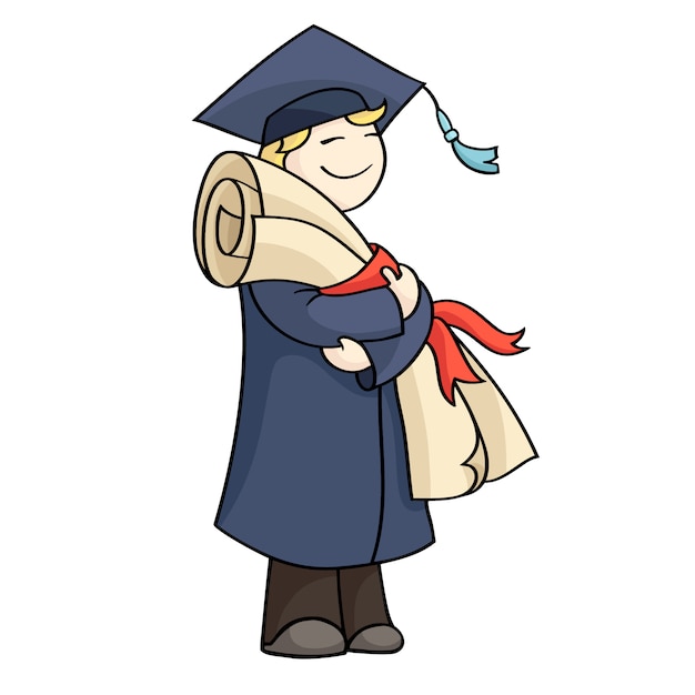 Vector hombre graduado con diploma