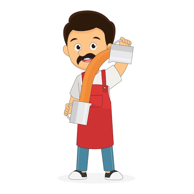 Vector hombre guapo haciendo té de leche tradicional indonesio teh tarik