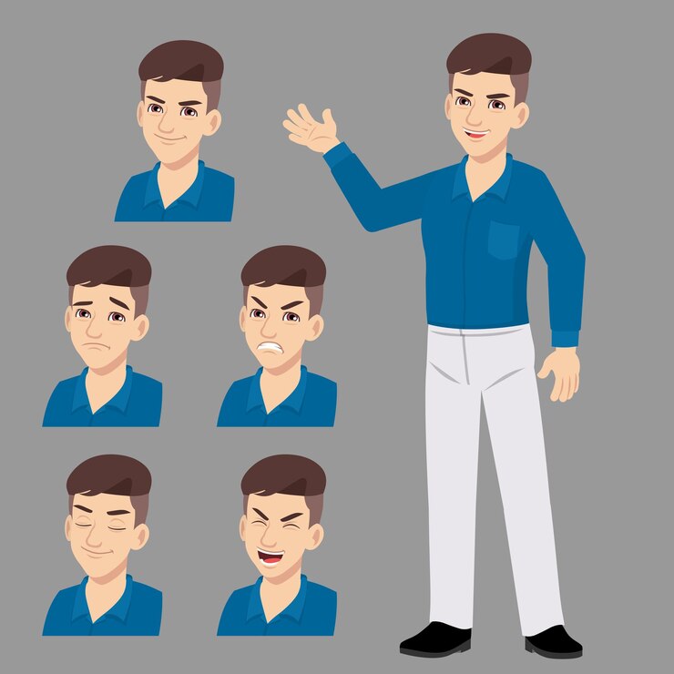 Hombre guapo joven de pie con un conjunto de expresión facial