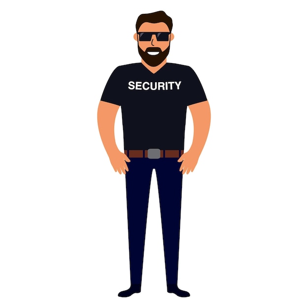 Hombre guardia de seguridad de un club nocturno control facial bouncer con gafas de sol