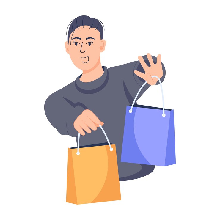 Vector hombre haciendo compras ilustración de estilo plano