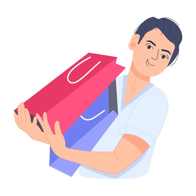 Hombre haciendo compras ilustración de estilo plano