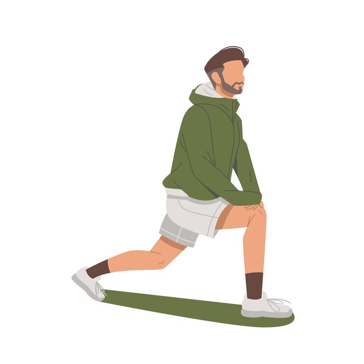 Vector hombre haciendo estiramiento diseño plano ilustración