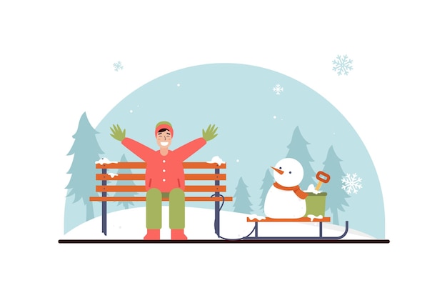 Hombre haciendo un muñeco de nieve