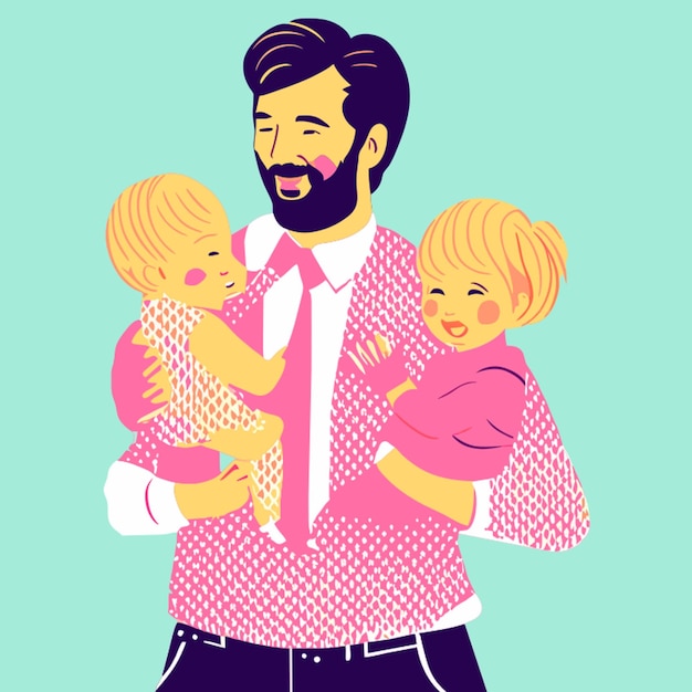 Vector hombre con hijos vector illustration