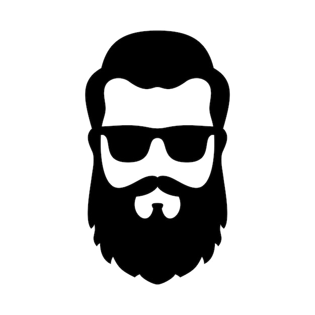 Vector hombre hipster con barba, cara con gafas, corte de pelo, bigote, barba, hombre de moda, avatar, siluetas, cabeza