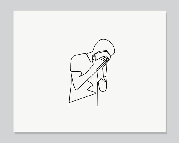 Hombre hispano expresión triste continua ilustración de una línea