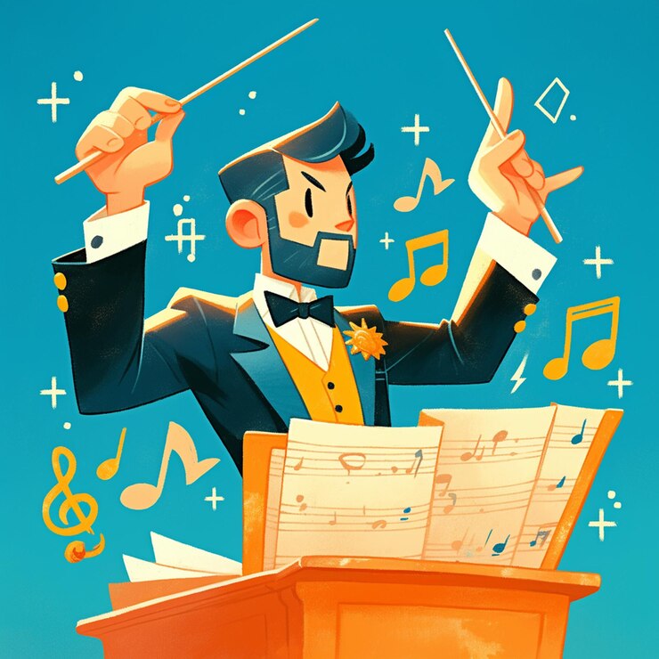 Vector hombre húngaro con traje de director de orquesta