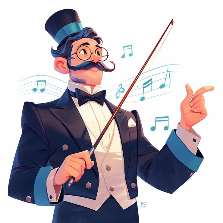 Vector hombre húngaro con traje de director de orquesta