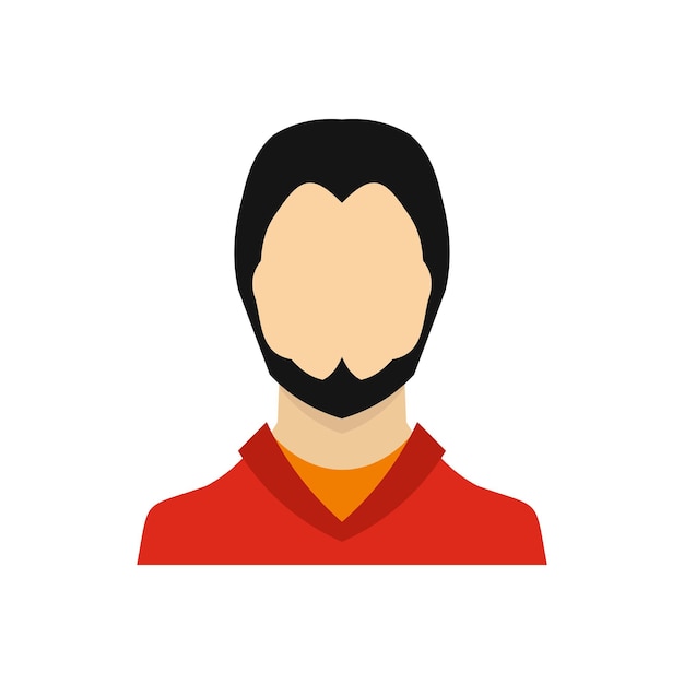 Hombre con un icono de barba en estilo plano sobre un fondo blanco