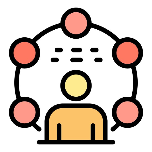 Hombre en el icono del círculo Contorno hombre en el círculo icono vectorial color plano aislado