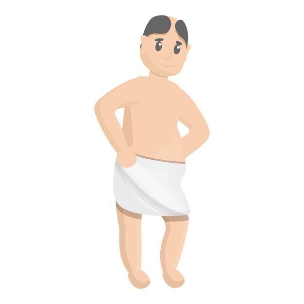 Hombre en icono de toalla de spa Caricatura de hombre en icono de vector de toalla de spa para diseño web aislado sobre fondo blanco