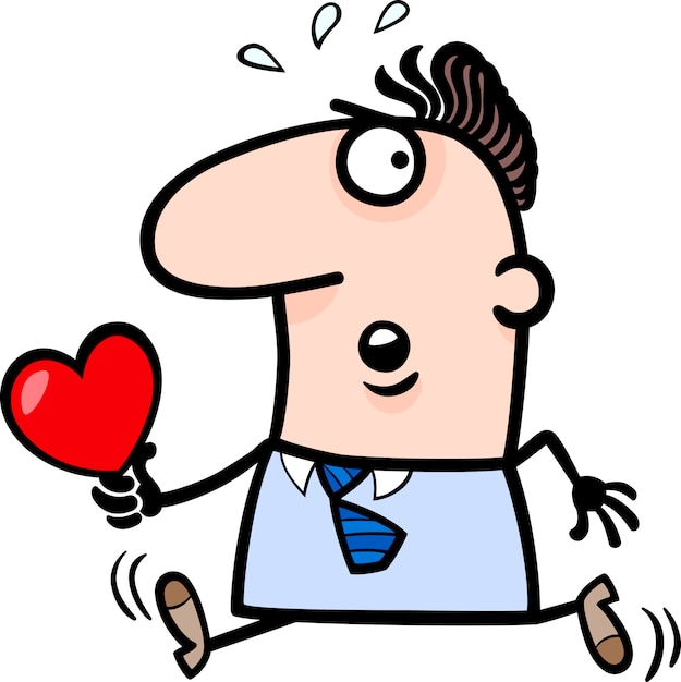 hombre con ilustración de dibujos animados de tarjeta de San Valentín