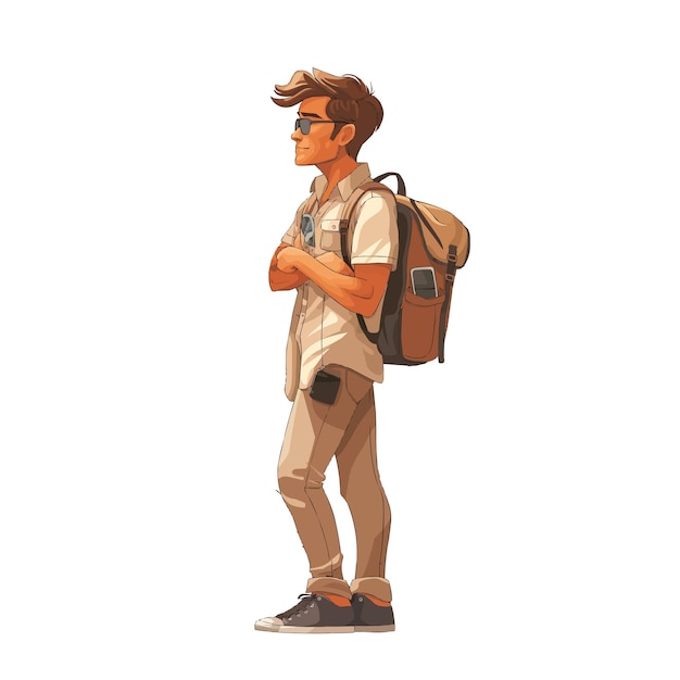 Vector un hombre en una ilustración plana de vacaciones de verano aislado en un concepto de fondo blanco