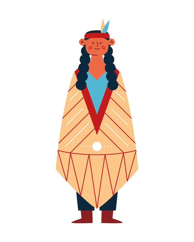 Vector hombre indio nativo americano