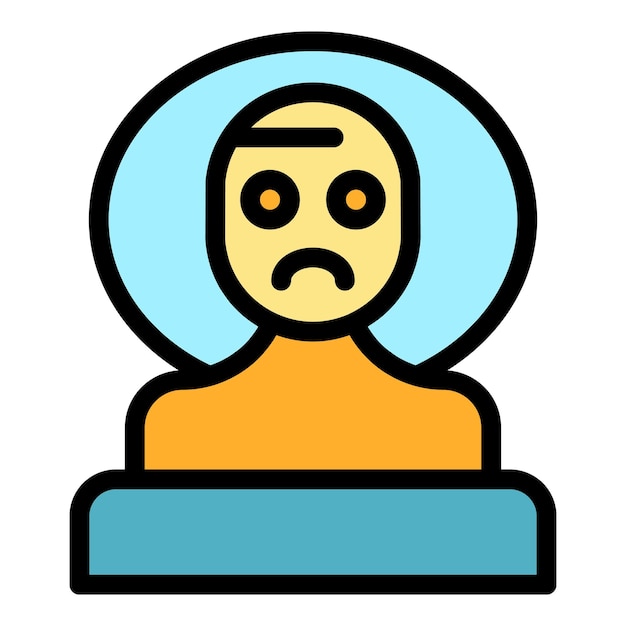 Hombre insomnio icono contorno vector persona sueño estrés tiempo color plano