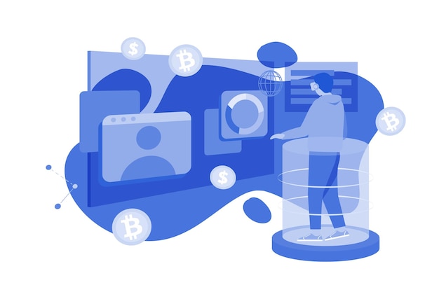 Hombre invirtiendo en cripto usando metaverso