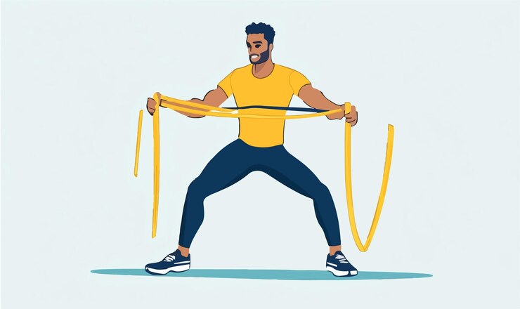 Vector hombre involucrado en entrenamiento de bajo impacto