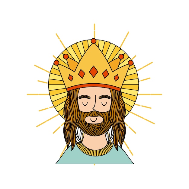 Vector hombre de jesucristo con el icono de la corona