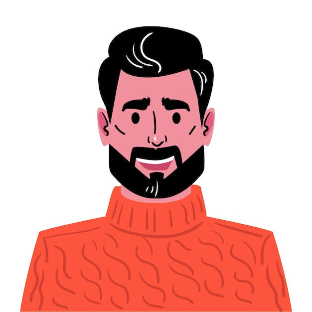 Hombre joven con barba y bigote de corte de pelo de moda Avatar de un hombre con un suéter de punto rojo