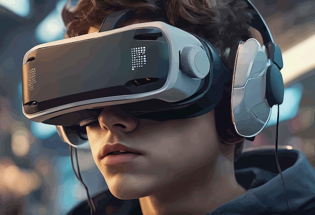hombre joven con gafas de realidad virtualhombre joven con gafas de realidad virtualmujer joven con auriculares virtuales