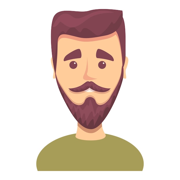 Hombre joven con icono de barba Caricatura de hombre joven con icono de vector de barba para diseño web aislado sobre fondo blanco