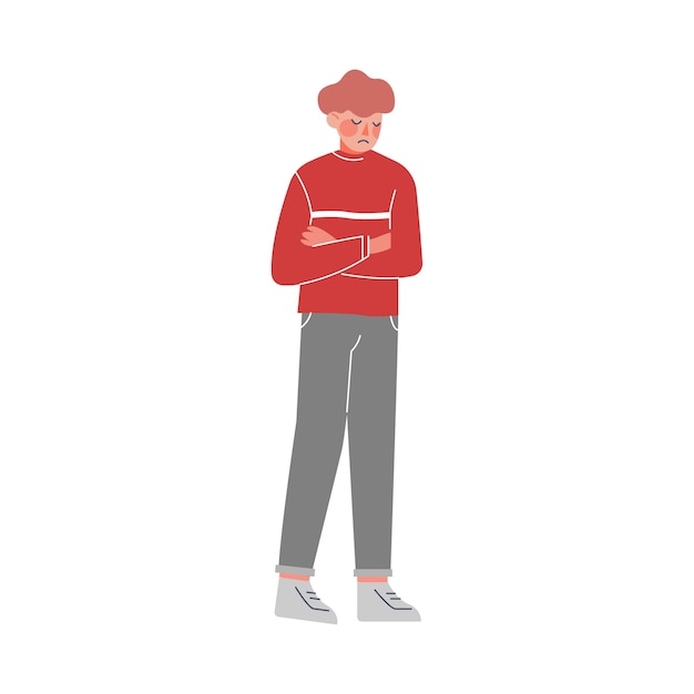 Hombre joven infeliz Hombre con problemas Soledad Depresión Desesperación Ilustración vectorial