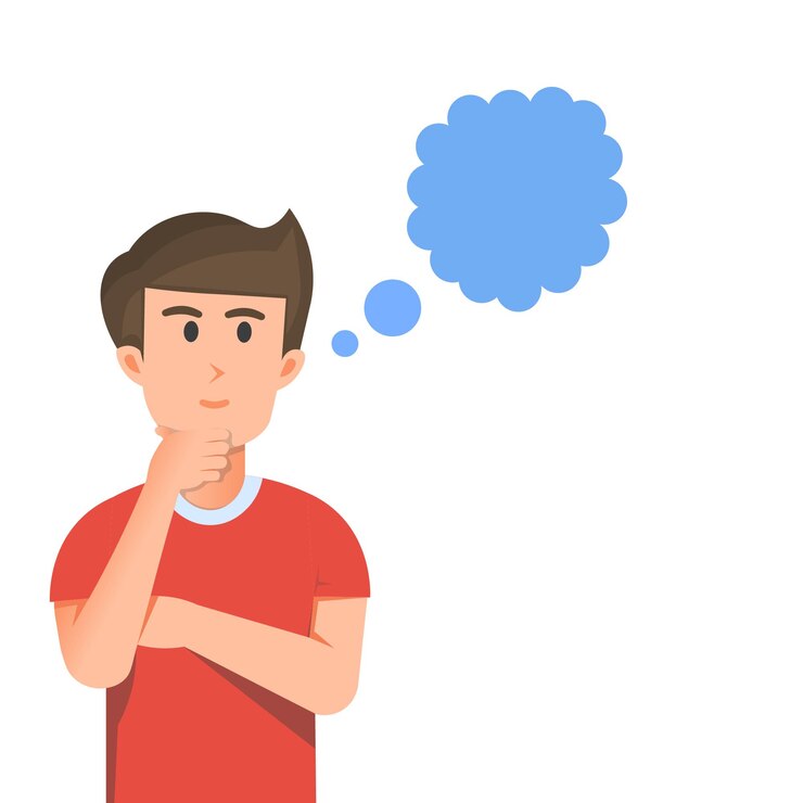 Vector hombre joven inteligente en busca de ideas