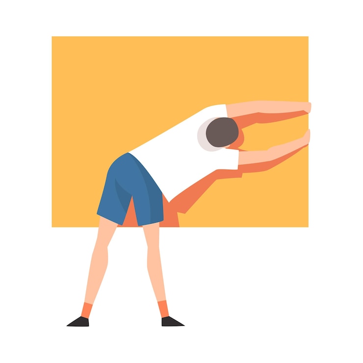 Vector hombre joven organizando forma geométrica rectangular ilustración vectorial de vista trasera