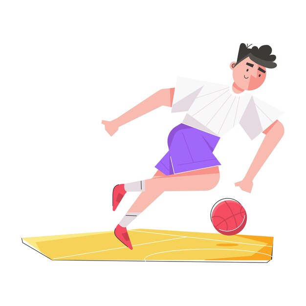 Un hombre juega al fútbol con una tabla de surf amarilla.