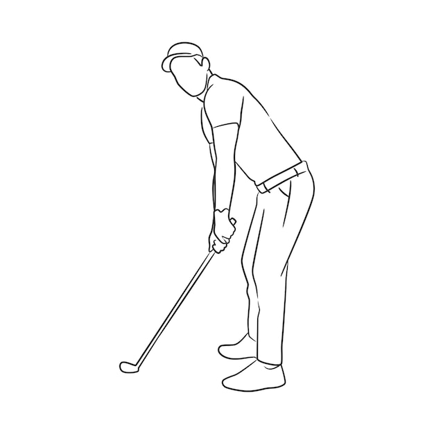 hombre, juego, golf, línea, arte, ilustración