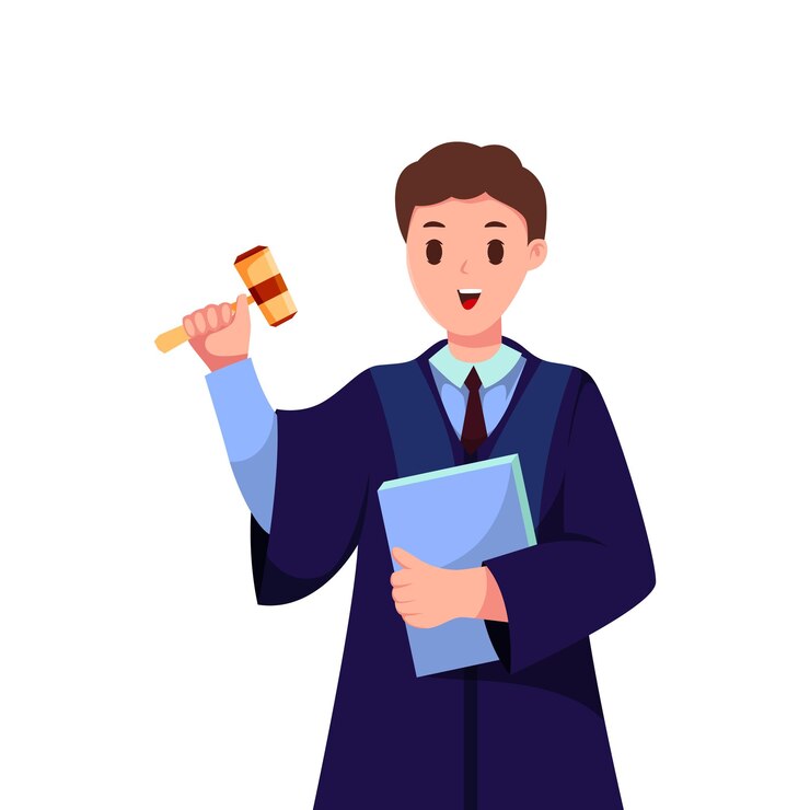 Vector hombre, con, juez, profesión, carácter, ilustración