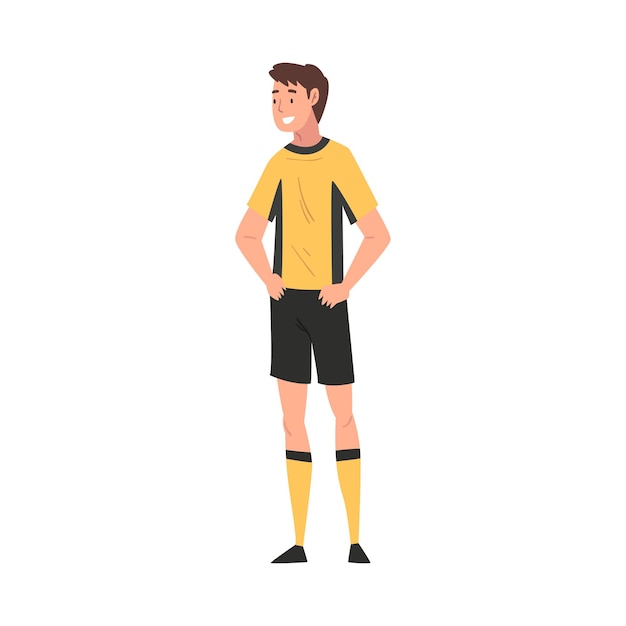 Hombre jugador de fútbol en uniforme deportivo Hombre atleta Ilustración vectorial de personajes