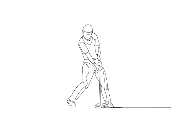 Hombre jugando al golf una línea continua dibujando ilustración
