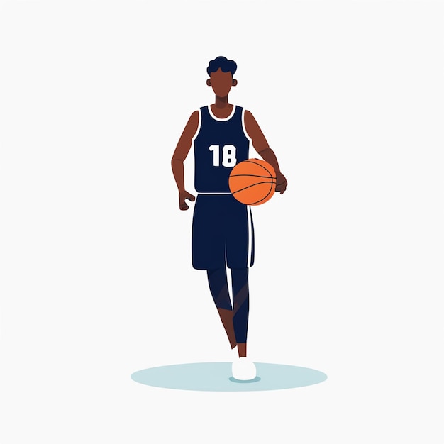 Vector hombre jugando baloncesto