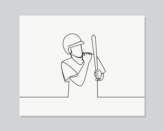 Hombre jugando béisbol que sufre de dolor en el hombro continua ilustración de una línea